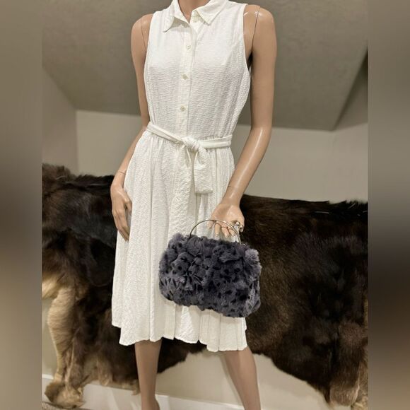 Handmade Real Rex Rabbit Fur Kiss-lock Top Handle Bag/Crossbody - Picture 3 of 12